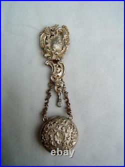 Ancienne chatelaine pendentif argent Louis XV montre a gousset XIX Napoleon III