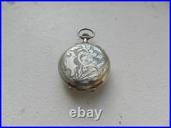 Ancienne coque de montre à gousset / porte photo en argent massif N°1