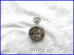 Ancienne coque de montre à gousset / porte photo en argent massif et or N°3