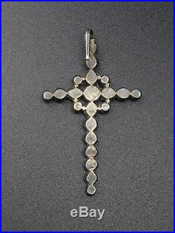 Ancienne croix regionale Provençale argent et strass XIXeme