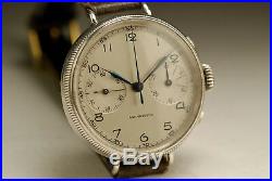 Ancienne montre CHRONOGRAPHE PILOT VALJOUX 23 en ARGENT 1930 vintage watch