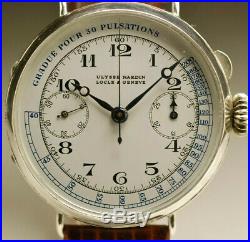 Ancienne montre ULYSSE NARDIN CHRONOGRAPHE Valjoux 13 vintage SILVER watch1920