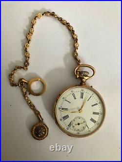 Ancienne montre à gousset chronographe avec sa chaîne Or 18k