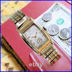 Ancienne montre-bracelet homme Bulova plaque dorée 15 bijoux remontés à la