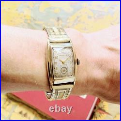 Ancienne montre-bracelet homme Bulova plaque dorée 15 bijoux remontés à la