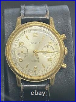Ancienne montre chronographe Homme Céline mouvement 188, vintage chrono 1960