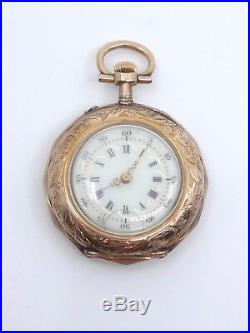 Ancienne montre de col en or massif 18k époque 1900 gousset