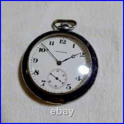 Ancienne montre de poche Waltham 15 bijoux sous cadran argenté années 1920
