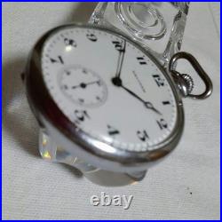 Ancienne montre de poche Waltham 15 bijoux sous cadran argenté années 1920
