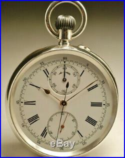 Ancienne montre gousset CHRONOGRAPHE STAUFFER PEERLESS Argent POCKET WATCH 1900