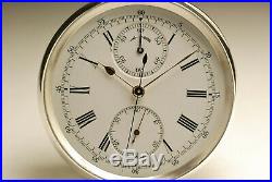 Ancienne montre gousset CHRONOGRAPHE STAUFFER PEERLESS Argent POCKET WATCH 1900