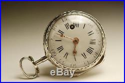 Ancienne montre gousset à coq ARGENT 1780 ANTIQUE SILVER FUSEE POCKET WATCH