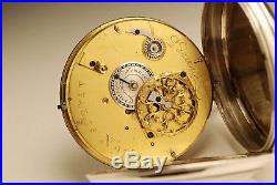 Ancienne montre gousset à coq ARGENT 1820 ANTIQUE SILVER FUSEE POCKET WATCH