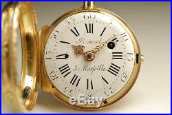 Ancienne montre gousset à coq en OR 18K 1780 RÉPÉTITION GOLD FUSEE POCKET WATCH