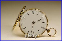 Ancienne montre gousset col L. LEROY OR 18K émaillé 1830 SOLID GOLD pocket watch