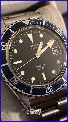 Ancienne montre plongee vintage diver YEMA PARIS STYLE SUPERMAN QUARTZ