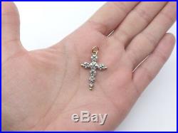 Ancienne petite croix jeannette provençale Arlesienne argent or et diamants