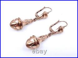 Anciennes boucles pendants d'oreilles dormeuses fileuses en plaqué or