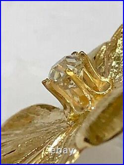 Antique 14K or Jaune 4 LEAF CLOVER Broche avec. 40 CT old Euro Coussin Coupe