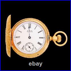Antique 14k Gold Waltham 1 taille de Chasse Case Pocket Watch 1889