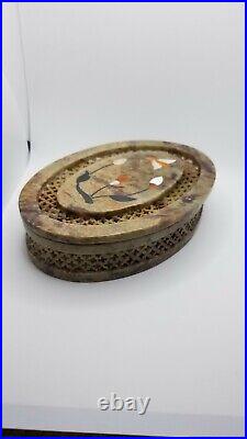 Antique 6 x 4.25 Marble Jewelry Box