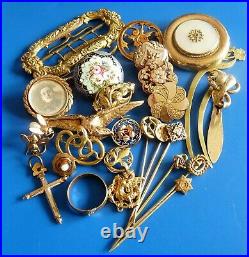 Antique Ancient XIX Gold Plated Jewelry Lot Bijoux Anciens Plaque Or Napoleoniii