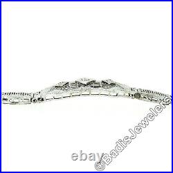 Antique Art Deco 14k or Blanc 0.11ctw Round Diamond Milgrain filigrane Bracelet