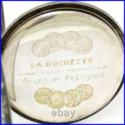 Antique Art Nouveau La Rochette Montre de poche en. 875 Argent & Noir Émail Case