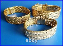Antique Vintage French Gold Plated Jewels Lot Bijoux Anciens Bracelets Plaque Or