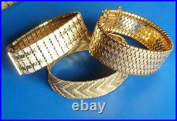 Antique Vintage French Gold Plated Jewels Lot Bijoux Anciens Bracelets Plaque Or
