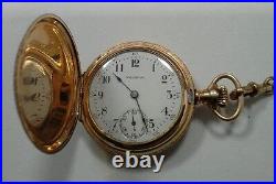 Antique Waltham pocket Watch chain 55 Gold Filled 7 jewels 1903 Art nouveau