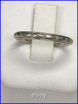 Antique bracelet de mariage en or blanc 18 carats, taille 5,25, 2 mm, 2,4 g
