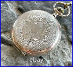 Antique la HEUTTE argent 0.800 Vieux Ancre pocket watch 15 jewels
