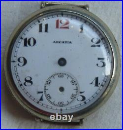 Arcadia Old Homme Montre-bracelet Nickel chromiun CASE émail cadran CHARGE MANUEL