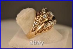 BAGUE ANCIEN OR MASSIF 18K PLATINE DIAMANTS 1ct ANTIQUE DIAMOND SOLID GOLD RING
