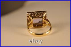 Bague Ancien Or Massif 18k Amethyste Antique Solid Gold Amethyst Ring
