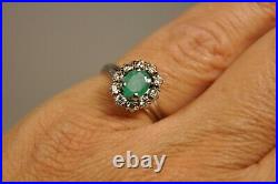 Bague Ancien Or Massif 18k Diamant Emeraude Antique Solid Gold Emerald Ring