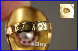 Bague Ancien Or Massif 18k Email Antique Solid Gold Ring 6,9gr