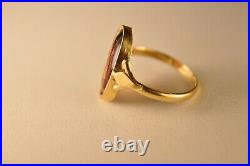 Bague Ancien Or Massif 18k Emaux Limoges Antique Solid Gold Enamel Ring T51