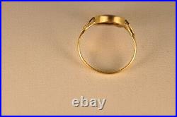 Bague Ancien Or Massif 18k Emaux Limoges Antique Solid Gold Enamel Ring T51