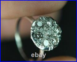 Bague Ancienne / 7 Diamants Pour 0.84ct / Or Blanc / Poids 3.40 Gr / Tdd 54 1/2