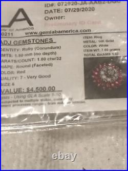 Bague Ancienne En Grappe Rubis Et Diamants Valeur 4500 $ Taille 6