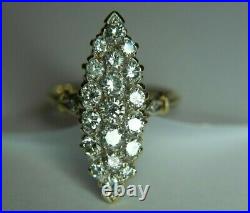 Bague Ancienne Marquise Diamants 1,30 Ct / Or Jaune 18k / Poids 4,89 Gr /tdd 52