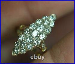 Bague Ancienne Marquise Diamants 1,30 Ct / Or Jaune 18k / Poids 4,89 Gr /tdd 52