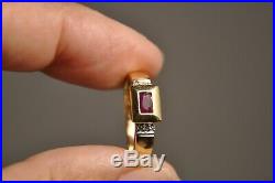 Bague Ancienne Or Massif 18k Rubis Vintage Ruby Solid Gold Ring 3,7gr