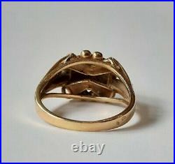 Bague Ancienne Or jaune 18K 750 DIAMANT T57 Gold Ring Diamond