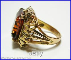 Bague Citrine 4.50 Cts Ancienne Or Jaune 18k Taille 50