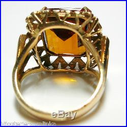 Bague Citrine 4.50 Cts Ancienne Or Jaune 18k Taille 50