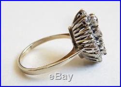 Bague OR blanc massif 18k + diamants Bijou ancien gold ring vers 1930 00