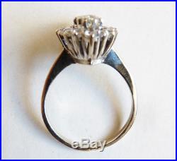 Bague OR blanc massif 18k + diamants Bijou ancien gold ring vers 1930 00